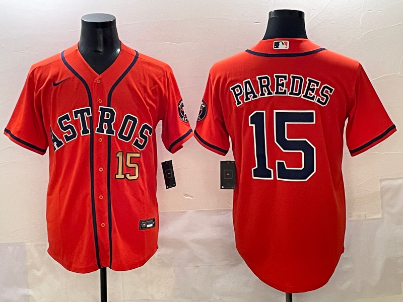 Men Houston Astros 15 Paredes Orange 2025 MLB nike jersey style 5